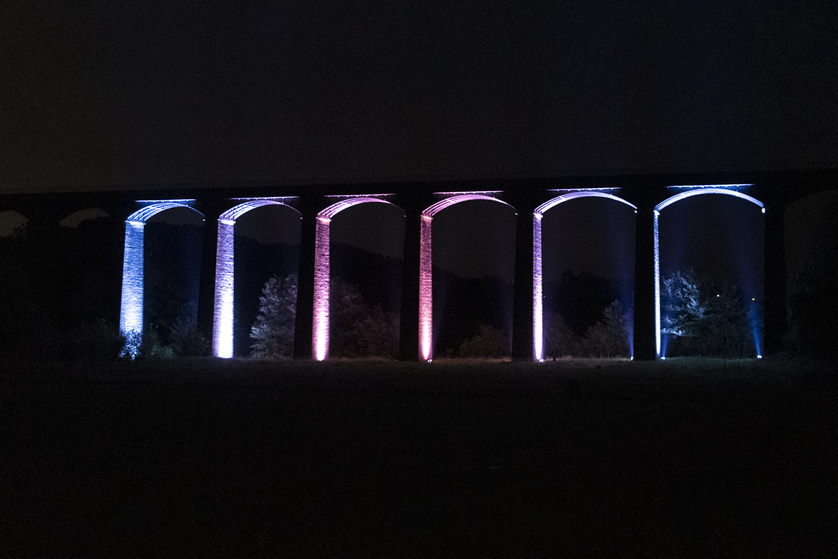 Pontcysyllte Aqueduct lit up as part of its 10th Anniversary as World Heritage Site celebrations